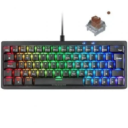 Mars Gaming Teclado Mecánico Gaming Español MK Mini Pro Switch Marrón Negro Mars Gaming Teclado Mecánico Gaming Español MK Mini Pro Switch Marrón Negro